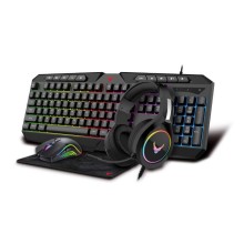 VARR GAMING 4IN1 SET 03 (MOUSE / MOUSEPAD / HEADSET / KEYBOARD) RGB RAINBOW 